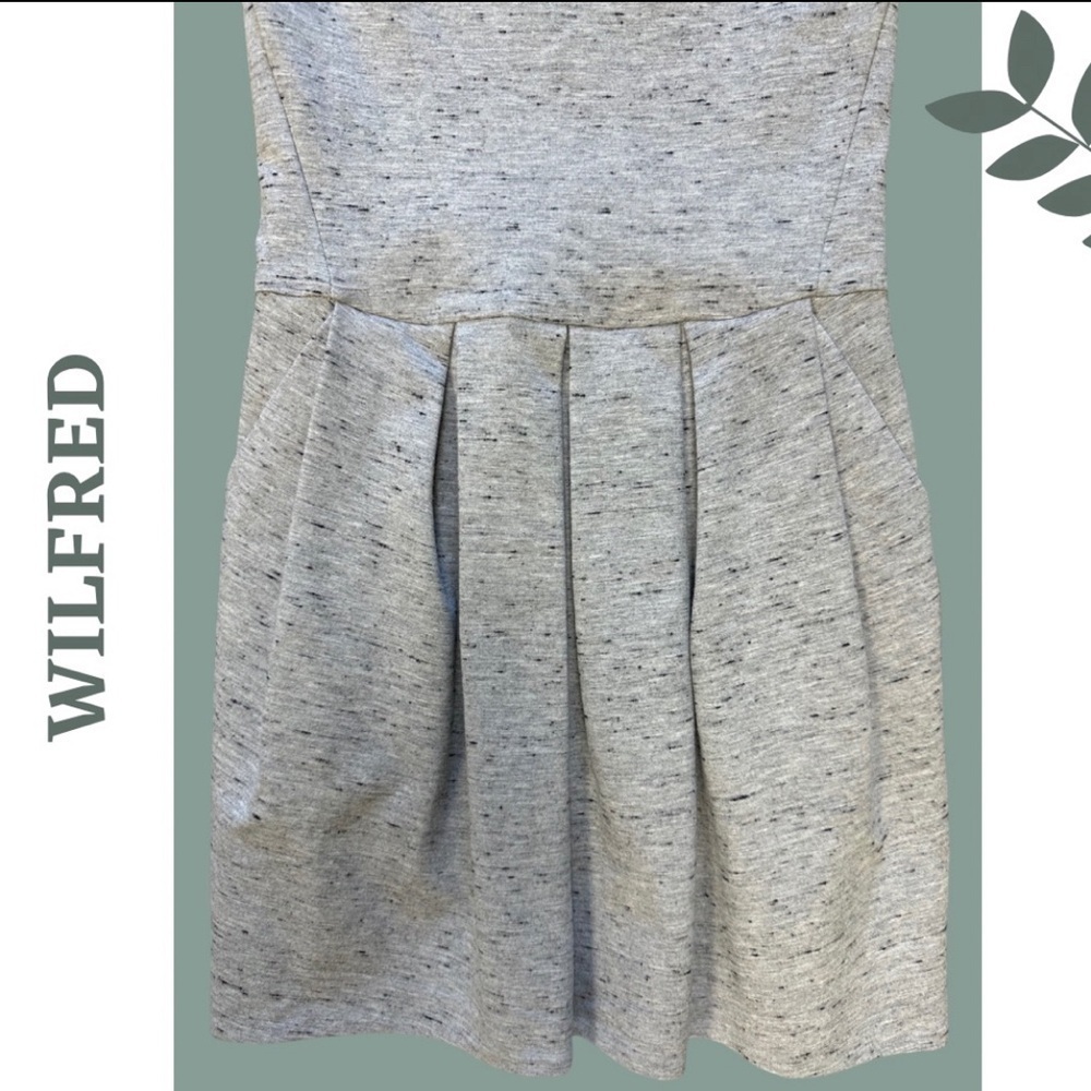 Wilfred Long Sleeve Knit Jersey Grey Mini Dress Pleated Skirt Size 0 - Picture 5 of 9